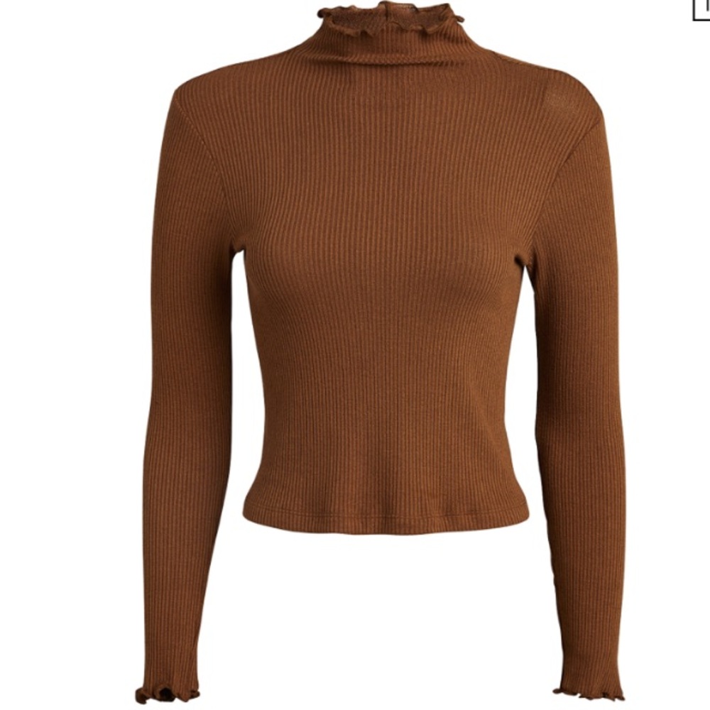 🌻SALE! Enza Costa brown rib knit turtleneck top